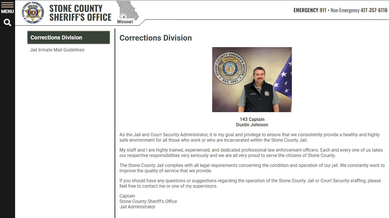 Corrections Division | Stone County Sheriff MO